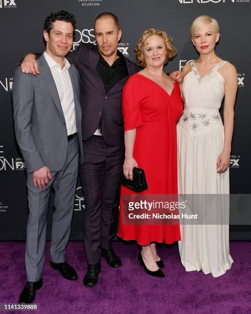 Director Thomas Kail, Sam Rockwell, Nicole Fosse and Michelle Williams attends the New York Premiere for FX's "Fosse/Verdon" on April 08, 2019 in New...