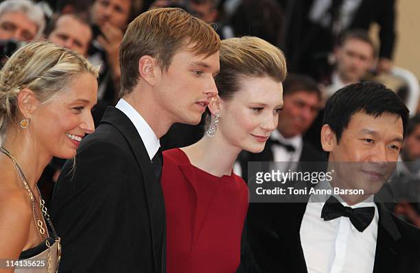 Guest, Henry Hopper, Mia Wasikowska and Jason Lew attend the "Restless" Premiere during the 64th Cannes Film Festival at the Palais des Festivals on...