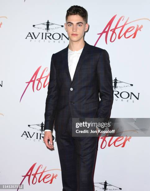 Hero Fiennes Tiffin attends the Los Angeles premiere of Aviron Pictures' "After" at The Grove on April 08, 2019 in Los Angeles, California.