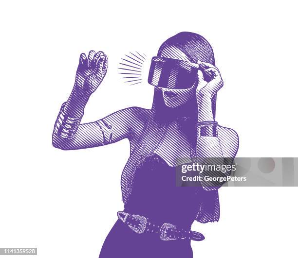 beautiful young woman using virtual reality headset - gamer stock illustrations