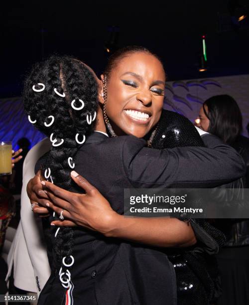 Janelle Monae and Issa Rae attend the after party for the premiere of Universal Pictures' "Little" on April 08, 2019 in Los Angeles, California.
