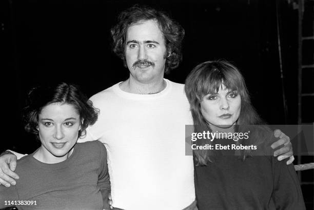 Debbie Harry, Andy Kaufman and Caitlin Clarke at a rehearsal for 'Teaneck Tanzi: The Venus Flytrap', a Broadway play that closed after just one...