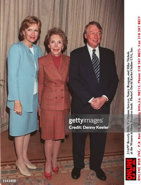 Beverly Hills, Ca Dianne Sawyer, Nancy Reagan, and Mike Nichols at the Women in Show Business bash at Horbrys.