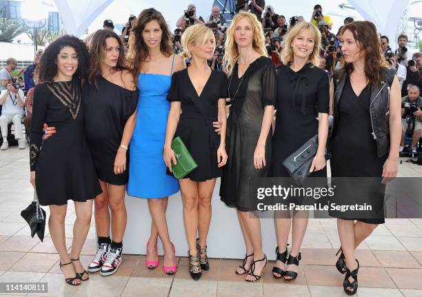 Emmanuelle Bercot,Karin Viard,Sandrine Kiberlain,Marina Fois, director Maiwenn Le Besco, Karole Rocher and Naidra Ayadi attend the "Polisse"...