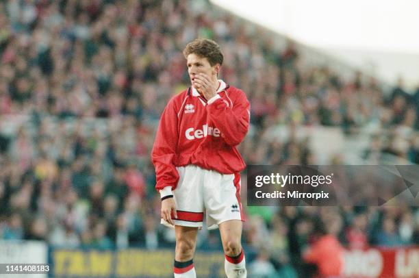 Middlesbrough 1-1 Leeds, Premier league match at the Riverside Stadium, Saturday 4th November 1995; pictured: Juninho Paulista, Brazilian attacking...