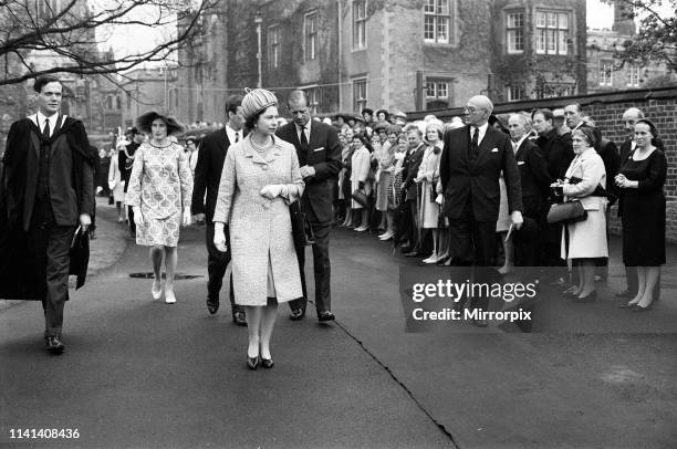 Queen Elizabeth II and Prince Philip, Duke of Edinburgh visit Rugby School, Rugby. 13th May 1967.