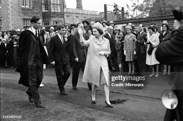 Queen Elizabeth II and Prince Philip, Duke of Edinburgh visit Rugby School, Rugby. 13th May 1967.