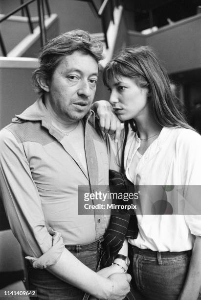 Jane Birkin & Serge Gainsbourg, pictured together after the UK showing of their film, Je t'aime moi non plus in London, Tuesday 26th April 1977. The...