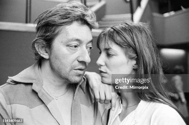 Jane Birkin & Serge Gainsbourg, pictured together after the UK showing of their film, Je t'aime moi non plus in London, Tuesday 26th April 1977. The...