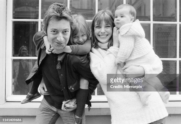 Jane Birkin & Serge Gainsbourg with family, Kate Barry and Charlotte Lucy Gainsbourg, pictured together at home in Paris, France, Sunday 7th May 1972.