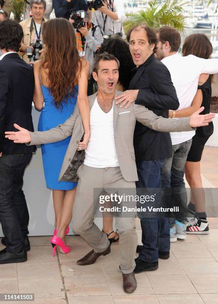 Maiwenn Le Besco, Arnaud Henriet and Frederic Pierrot attend the "Poliss" Photocall during the 64th Annual Cannes Film Festival at the Palais des...