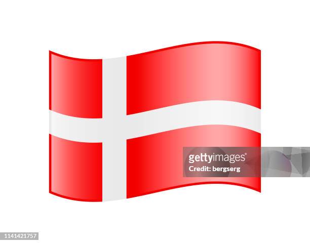 wellenfahne von dänemark. glänzende ikone - dänische flagge stock-grafiken, -clipart, -cartoons und -symbole