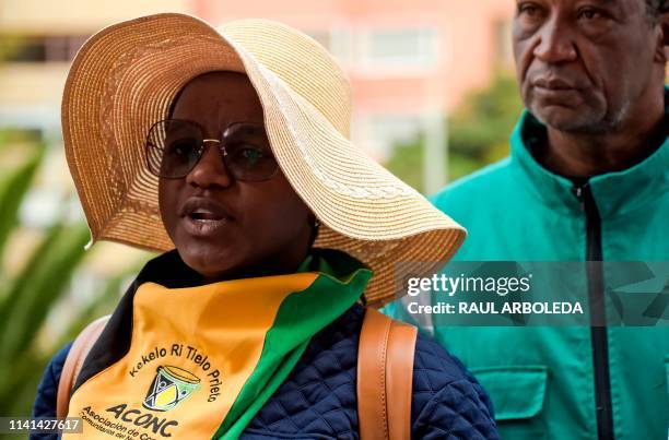 Colombian social leader Maria Mejia speaks during an interview with AFP at the Santamaria bullring in Bogota on April 30, 2019. - Hundreds of social...