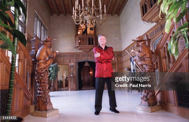 Holmby Hills, CA. Hugh Hefner at his Playboy Mansion.