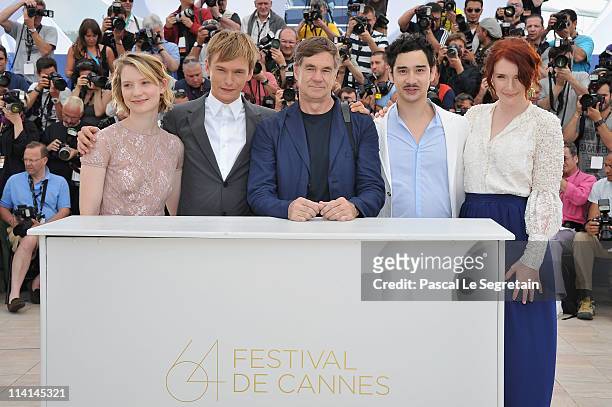 Actors Mia Wasikowska, Henry Hopper, director Gus Van Sant, writer Jason Lew and Bryce Dallas Howard attend the "Restless" photocall during the 64th...