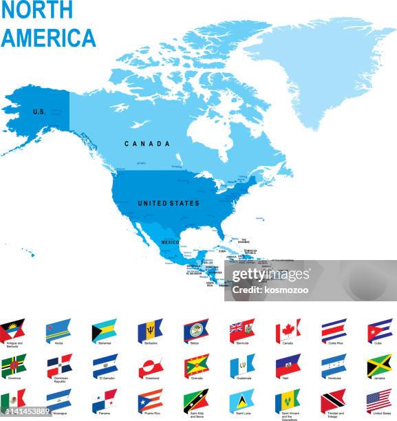 blue map of north america with flag against white background - haiti stock illustrations