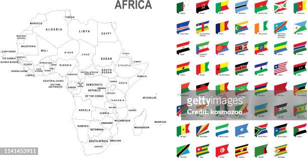 stockillustraties, clipart, cartoons en iconen met witte kaart van afrika met vlag tegen witte achtergrond - benin