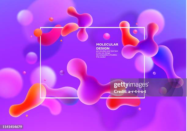 stockillustraties, clipart, cartoons en iconen met achtergrond met abstract gekleurde bubbels - molecular structure