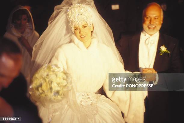 Celine Dion's Wedding In Montreal, Canada On December 15, 1994-Celine Dion with husband Rene Angelil.