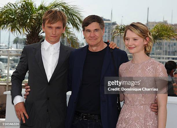 Actor Henry Hopper, director Gus van Sant and actress Mia Wasikowska attends the "Restless" Photocall during the 64th Cannes Film Festival at the...