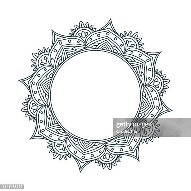 ilustraciones, imágenes clip art, dibujos animados e iconos de stock de diseño de dibujo línea mandala - etapa de vegetal