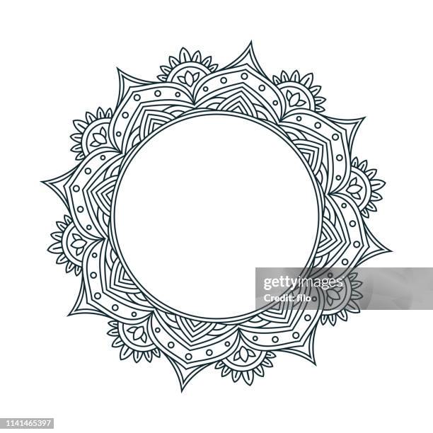 mandala line drawing design - culture of india stock illustrations