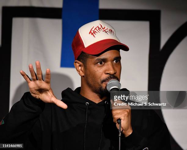Comedian Damon Wayans Jr. Performs during his appearance at the NoHo Comedy Festival at Ha Ha Cafe Comedy Club on May 4, 2019 in North Hollywood,...