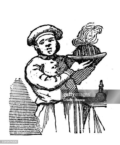 antique illustration of chef - chef stock illustrations