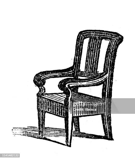 antike illustration des sessels - fauteuil antique stock-grafiken, -clipart, -cartoons und -symbole