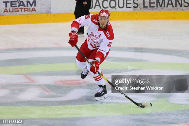 Oliver Lauridsen of Denmark during the Austria v Denmark - Ice Hockey International Friendly at Erste Bank Arena on May 5, 2019 in Vienna, Austria.