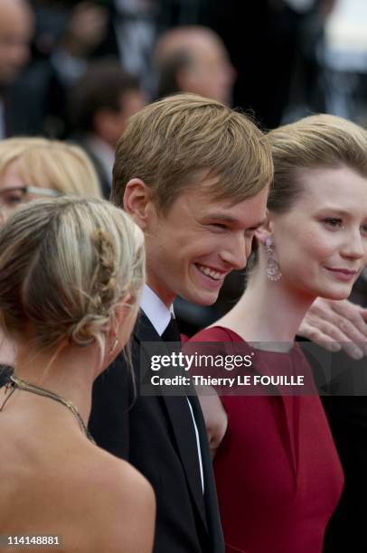 Mia Wasikowska and Henry Hopper attend the 'Sleeping Beauty' premiere during the 64th Annual Cannes Film Festival at Palais des Festivals on May 12,...