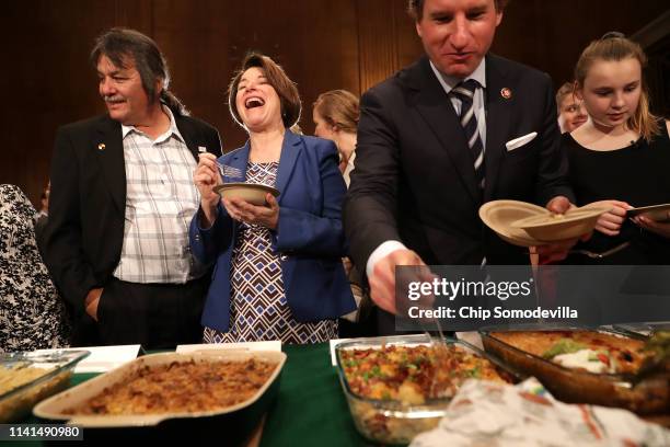 Democratic presidential candidate Sen. Amy Klobuchar samples some of the entries in the ninth annual Minnesota Congressional Delegation Hotdish...