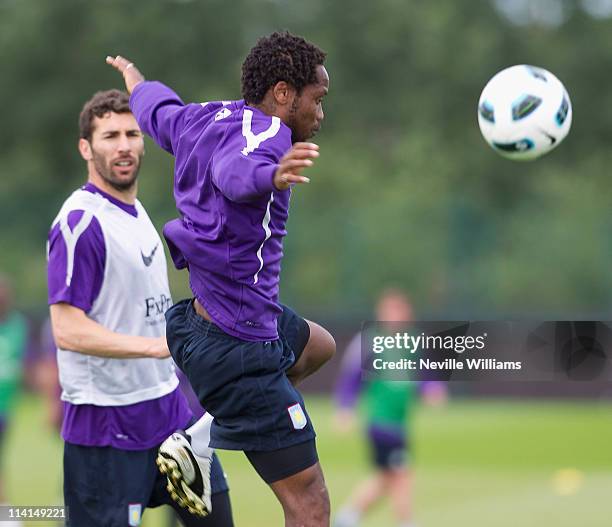 Jean II Makoun of Aston Villa trains at the Aston Villa Training Ground Bodymoor Heath on May 13, 2011 in Birmingham, England.