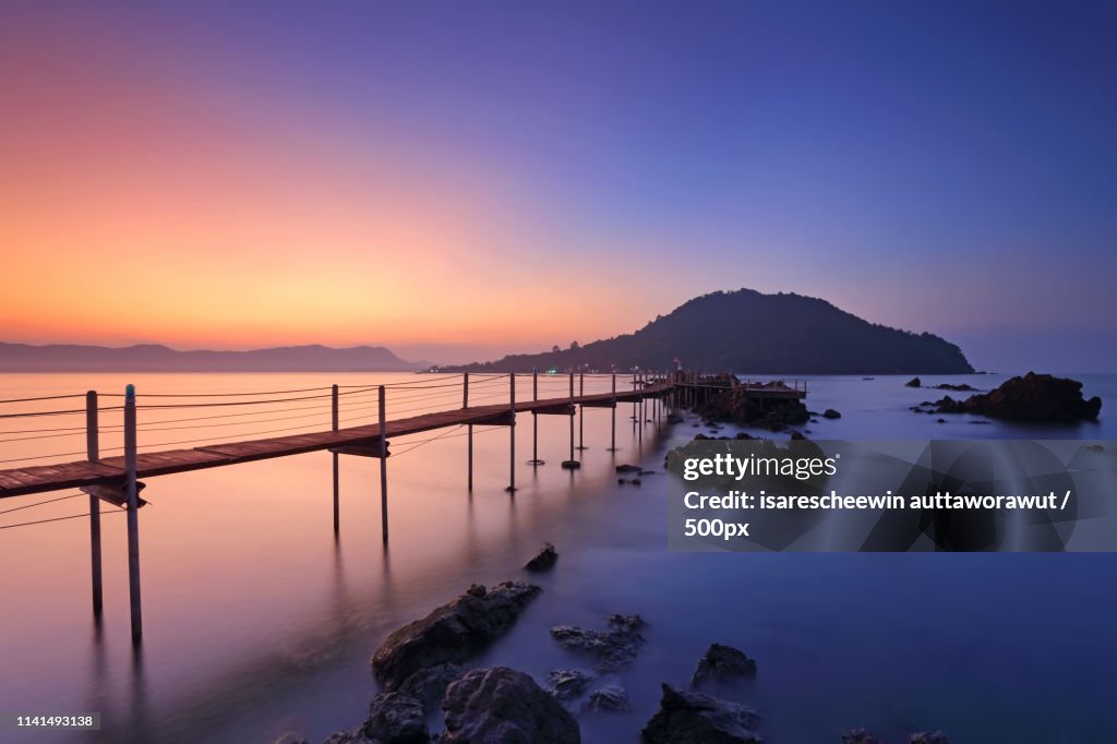 Sea pier at sunset