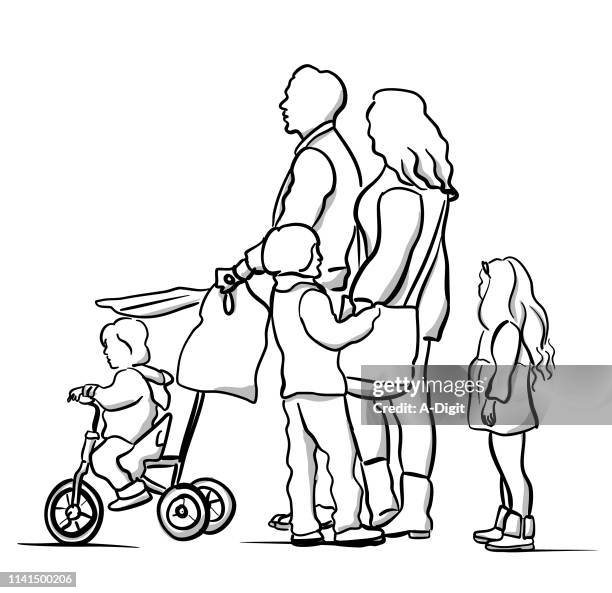 precious times - family cycle stock illustrations