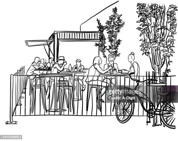 trendy fast food - restaurant exterior stock illustrations