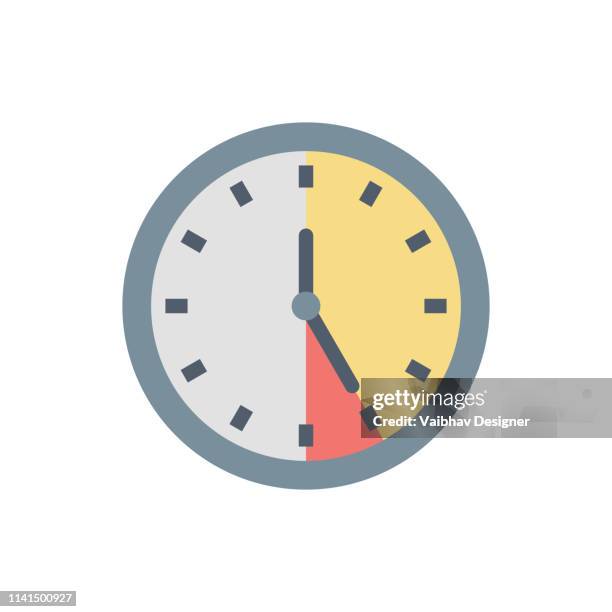 clock icon in flat style - illustration - circle-countdown-timer stock illustrations