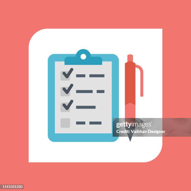 clipboard check list marks with pen - illustration - deutsche mark symbol stock illustrations