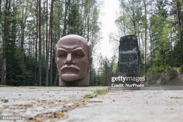 Giant 3-metre high bust of Lenin is seen in former secret Soviet Zeltini Nuclear Missile Base close to the borders with Russia and Estonia in...