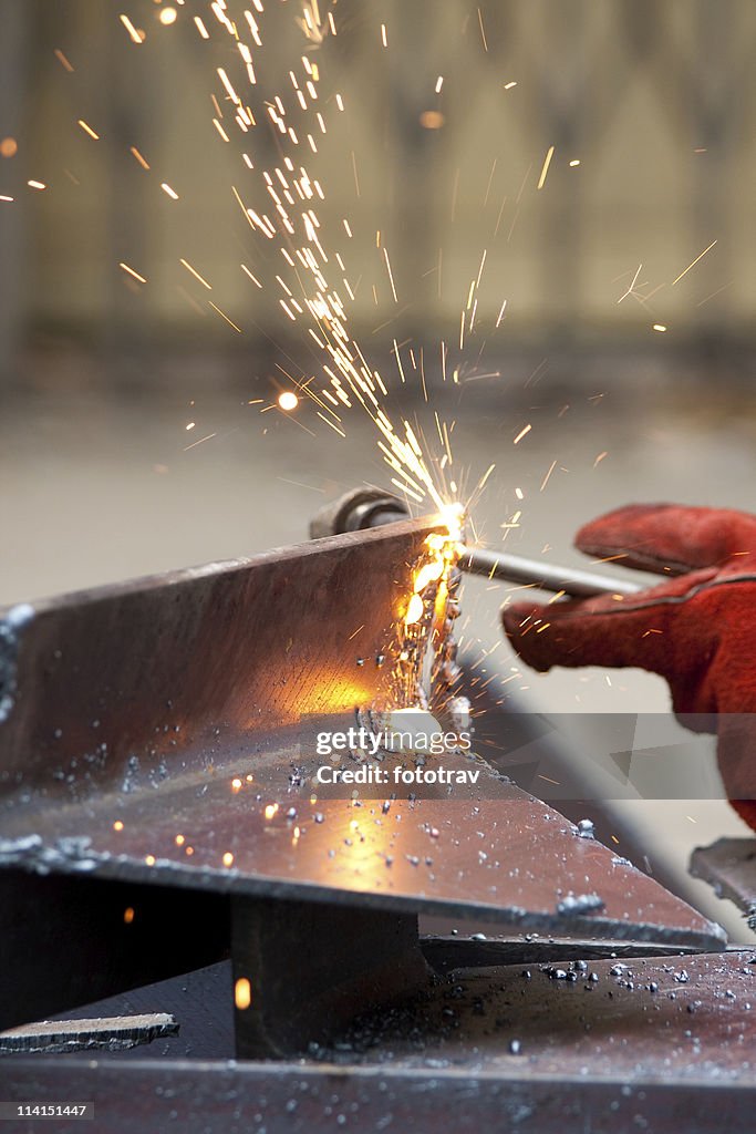 Blowtorch on construction site