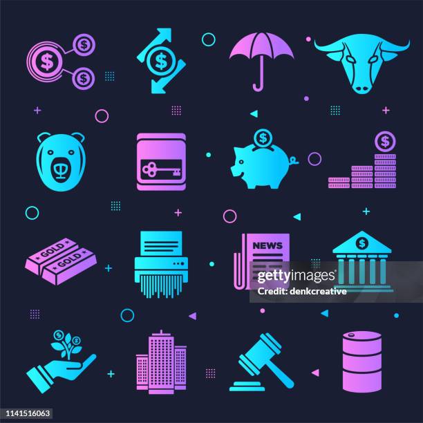 cryptocurrency exchange rank neon style vector icon set - retail technology future stock illustrations