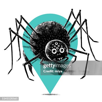 Spider Pin Vector Cute Spider And Pin Illustration High-Res Vector Graphic - Getty Images