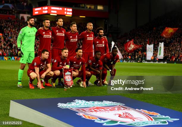 Starting Line-up of Liverpool during the UEFA Champions League Quarter Final first leg match between Liverpool and Porto at Anfield on April 09, 2019...