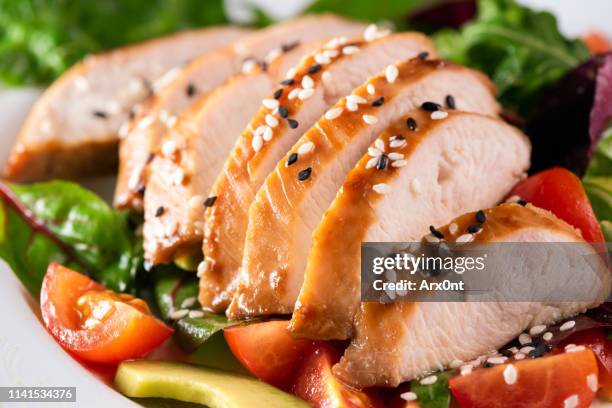 roasted turkey or pork slices - glassa foto e immagini stock