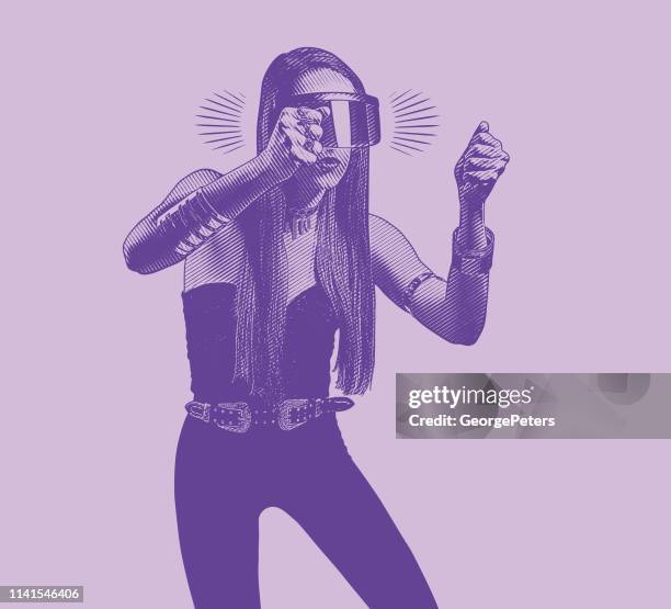 beautiful young woman using virtual reality simulator - driving simulator stock illustrations