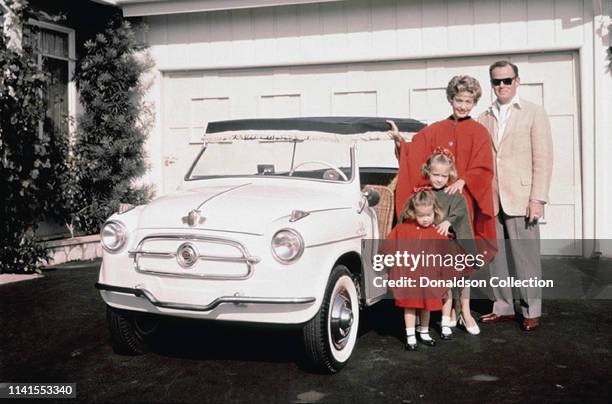 Jane Powell and family including Patrick Nerney at home with their Fiat 600 Jolly 1956.