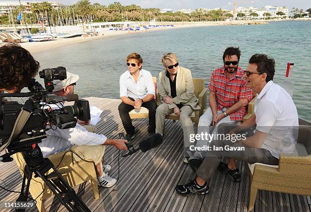 Musicians Roger Taylor, Nick Rhodes, Simon Le Bon and John Taylor of Duran Duran interview at a photocall during the 64th Annual Cannes Film Festival...