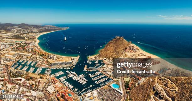 cabo san lucas aerial view - los cabos stock pictures, royalty-free photos & images