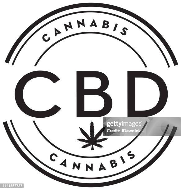 stockillustraties, clipart, cartoons en iconen met cannabis marihuana cbd stempel icoon met tekst - cannabis leaf