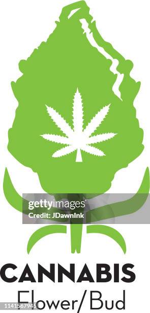 ilustrações de stock, clip art, desenhos animados e ícones de cannabis marijuana dried flower or bud icon with text - marijuana leaf text symbol